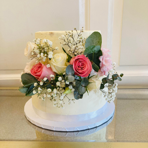 Fresh Flowers Wedding Cake